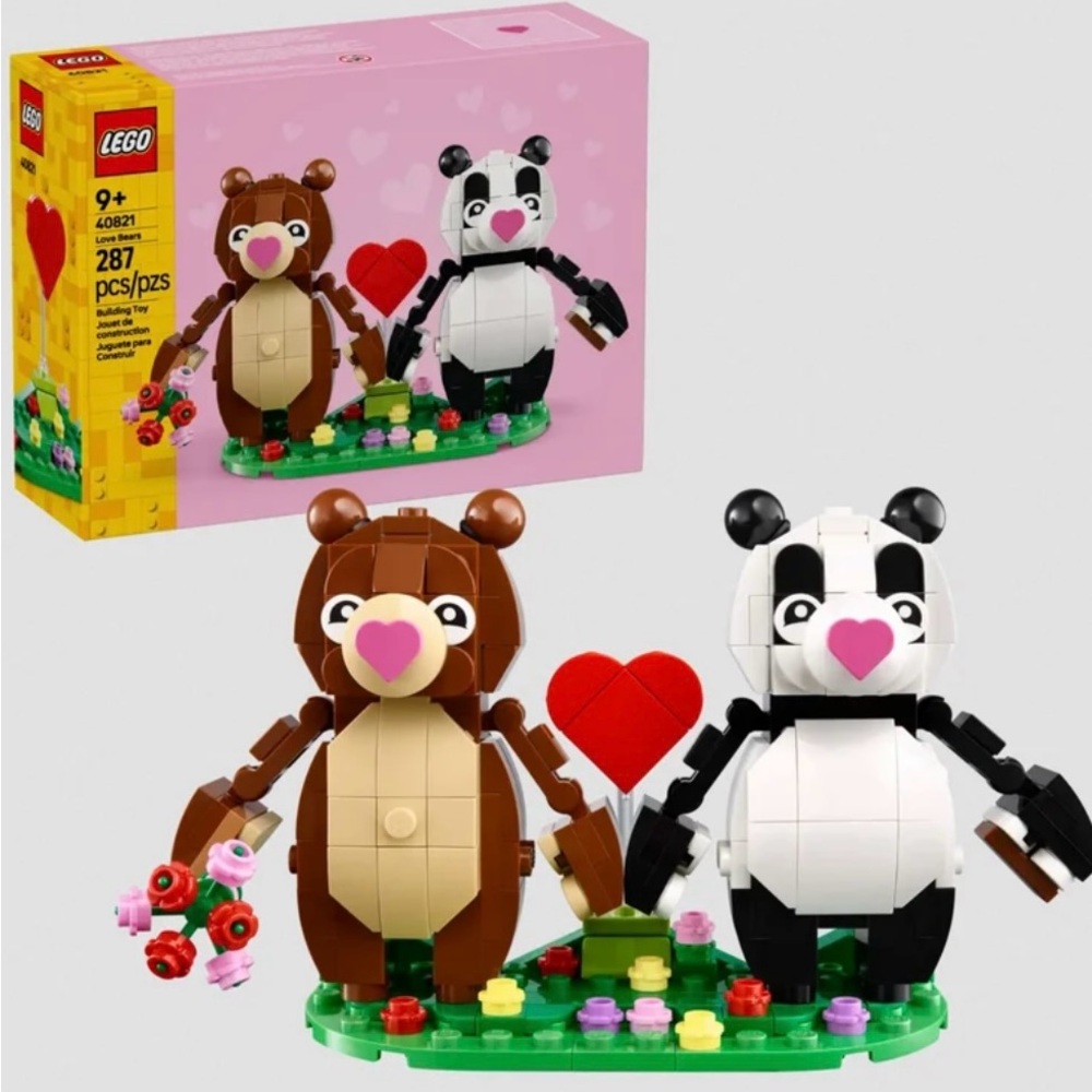 2 unopened Lego sets “Love Bears” & “Cherry Blossoms” & 2 new Valentine Beanies